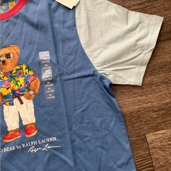 Polo by Ralph Lauren Boys Sz XL 18-20 Blue and Green Bear T-Shirt - Picture 5 of 7